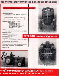 Energic 540 Tracteur (38.5cv 1960) models Fermier and Vigneron. www.energic.info