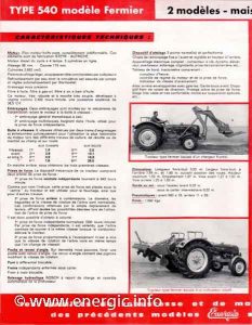 Energic 540 Tracteur (38.5cv 1960) models Fermier and Vigneron www.energic.info