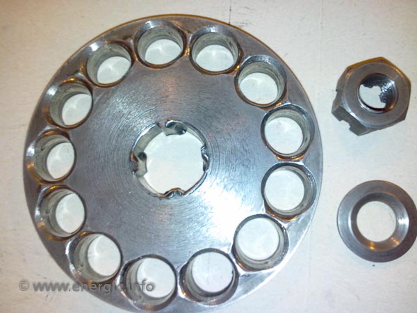 Energic C7 Female clutch plate with attaching washer and nut.